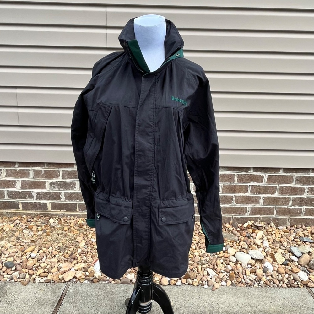 Vintage Timberland Womens Size S Rugged Corey Jacket Black/Green Nylon Fall 1997